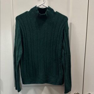 Emerald Green Ribbed Turtleneck Sweater